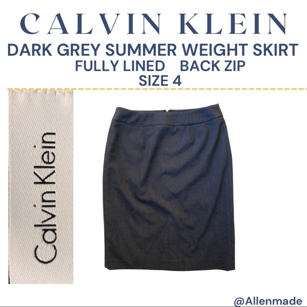 Price ⬇️ Calvin Klein Size 4 Dark Grey Light-weight pencil Skirt Back Zipper